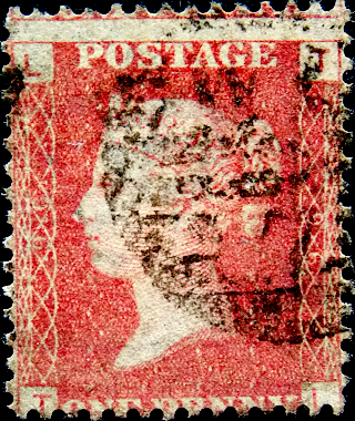 Великобритания 1864 год . Королева Виктория 1 p , пл. 96 . Каталог 2,75 фунтов . (013)  